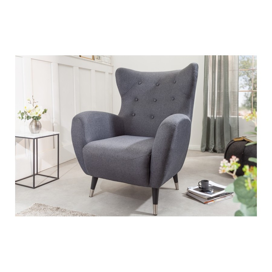 Invicta Fotel uszak DON antracytowy 90cm / 40983