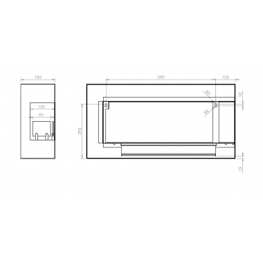 Hitze Biokominek wiszący prawy BLUES R 800x400x185mm / BK-08 BLUES R