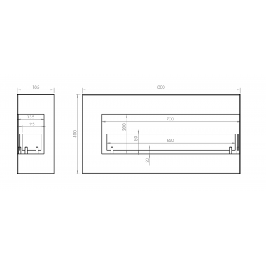 Hitze Biokominek wiszący lewy BLUES L 800x400x185mm / BK-09 BLUES L