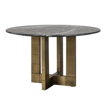 Stół do jadalni COLLADA marmurowy blat Ø130cm (czarny/złoty) / 7596