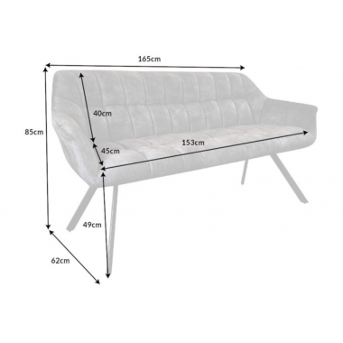 Invicta Ławka PAPILLON szary aksamit 165 x 85 x 62cm / 43881