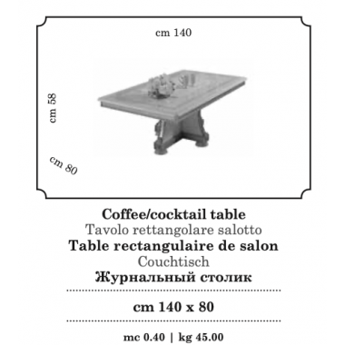 LIBERTY Włoski stolik kawowy z meandrem Versce 140cm / ArredoClassic