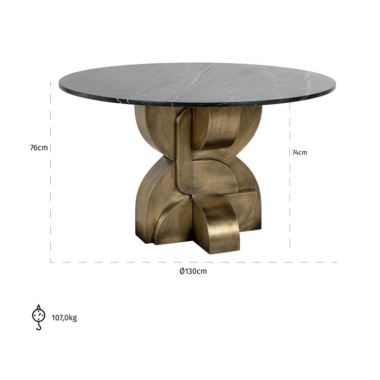 MADDOX Stół do jadalni marmurowy blat Ø 130cm / 9331