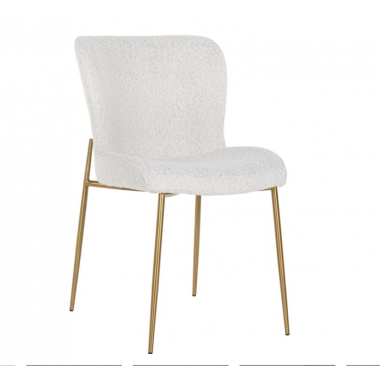 ODESSA Krzesło tapicerowane white bouclé 49cm / S4508 FR KHAKI VELVET