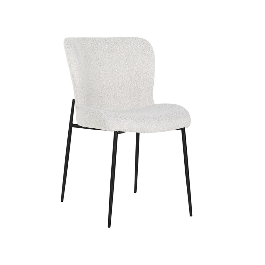 DARBY Krzesło tapicerowane white bouclé 49cm / S4509 WHITE BOUCLÉ
