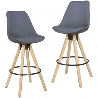WOHNLING 2 stołki barowe stołek z tkaniny Curry z oparciem 77 cm / SKYG