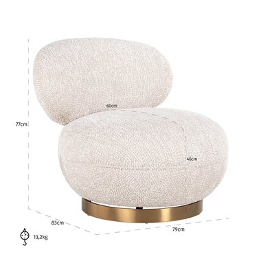 Swivel easy chair Jace lovely cream (Be Lovely 11 Cream)