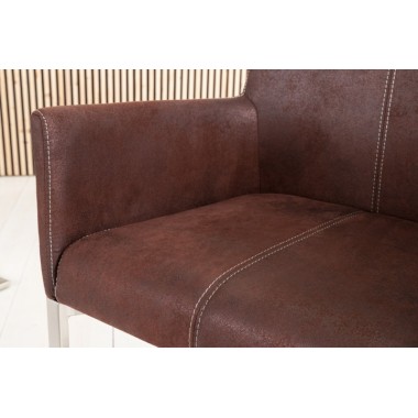 Krzesło na płozie Samson ciemna kawa z podłokietnikiem / 35787