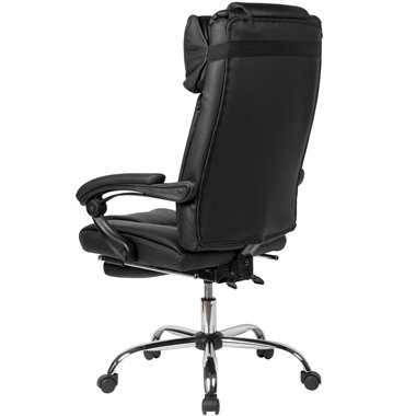 biurko  imitacji skóry blackwork  do 150 kg | Wygodny obrotowy fotel biurowy z rozkładanym podnóżkiem