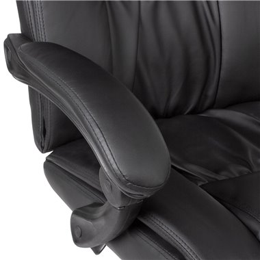 biurko  imitacji skóry blackwork  do 150 kg | Wygodny obrotowy fotel biurowy z rozkładanym podnóżkiem
