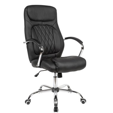biurko krzesło  imitacji skóry czarny biurowe krzesło obrotowe do 120 kg | Krzesło obrotowe o regulowanej wysokości | Fotel biur