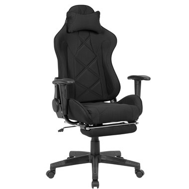 biurkowe  gier  czarne krzesło obrotowe do 120 kg | Krzesło biurowe z wysokim oparciem i rozkładanym podnóżkiem