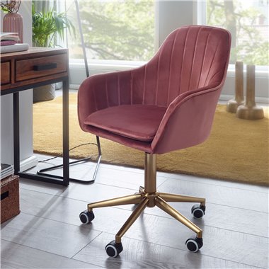biurko  aksamit różowy | Designerskie krzesło obrotowe z oparciem | Krzesło robocze 120 kg z regulacją wysokości | Krzesło muszl