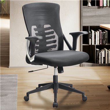 Krzesło biurowe  Krzesło biurowe z czarną siateczką do 120 kg | Krzesło obrotowe z regulacją wysokości i podparciem odcinka lędź