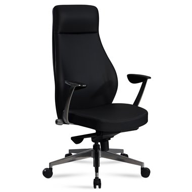 Krzesło biurowe  Pokrycie ze sztucznej skóry Czarne krzesło biurowe do 120 kg | Designerskie krzesło wykonawcze z regulacją wyso