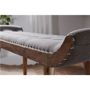 Ława  ława z litego drewna szara 125x51x38 cm Wzór Chesterfield | Hall tapicerowana ławka | Ławka z tkaniny, ławka 2 osoby | Now