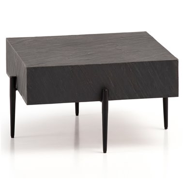 Stolik kawowy  64x64x35 cm wygląd kamienia / metalowy stolik rozkładany antracyt kwadratowy | Designerski stół do salonu, stolik