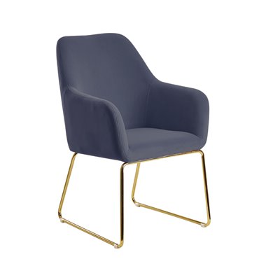 Krzesło do jadalni  aksamitne niebiesko-szare krzesło kuchenne ze złotymi nogami | tkanina na krzesło / metal | Designerskie krz