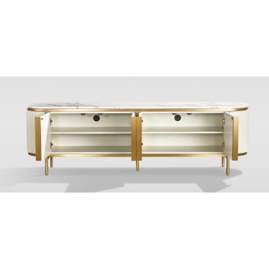 Livin Hill Stilig ST382C Komoda RTV ecru biały marmur MDF 200 x 60 x 40cm