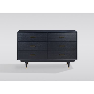 Livin Hill Stilig ST306 Komoda czarna z 6 szufladami 140 x 88 x 45cm