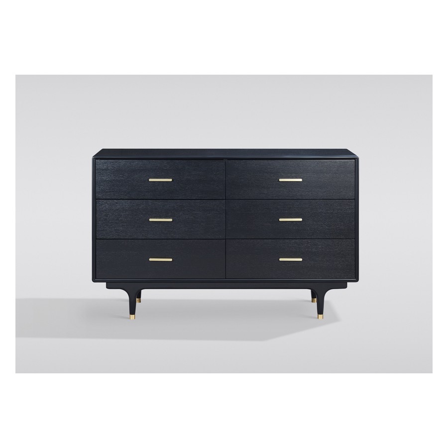 Livin Hill Stilig ST306 Komoda czarna z 6 szufladami 140 x 88 x 45cm