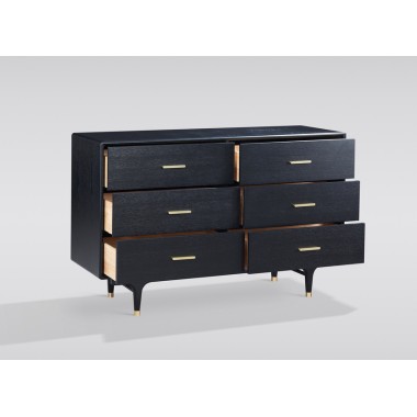 Livin Hill Stilig ST306 Komoda czarna z 6 szufladami 140 x 88 x 45cm