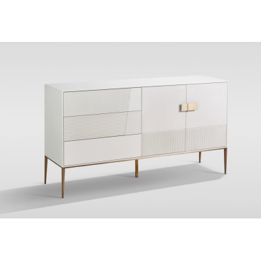 Livin Hill Stilig ST102A Komoda biała ze złotymi zdobieniami 160 x 86 x 40cm