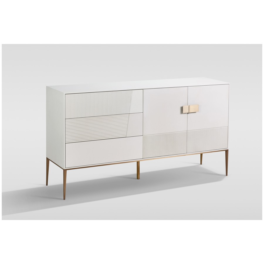 Livin Hill Stilig ST102A Komoda biała ze złotymi zdobieniami 160 x 86 x 40cm