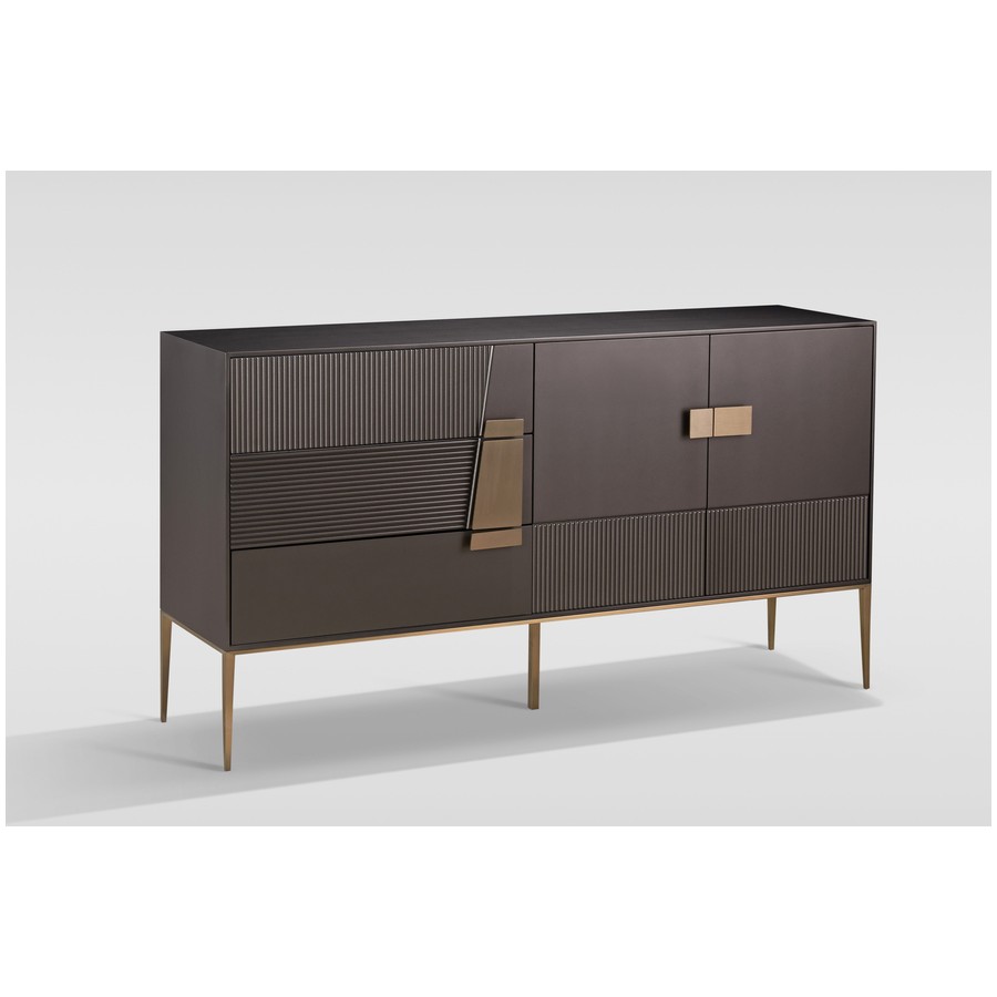 Livin Hill Stilig ST102B Komoda grafitowa ze złotymi zdobieniami 160 x 86 x 40cm