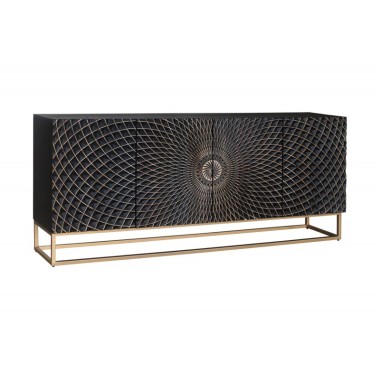 Invicta Komoda ILLUSION 3D czarno złote mango 177cm / 44320