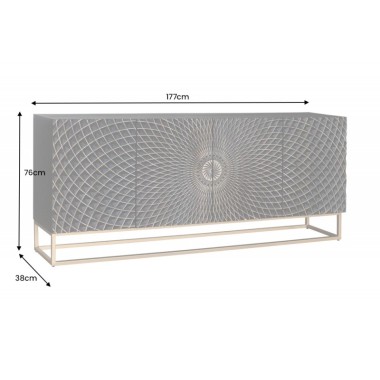 Invicta Komoda ILLUSION 3D czarno złote mango 177cm / 44320