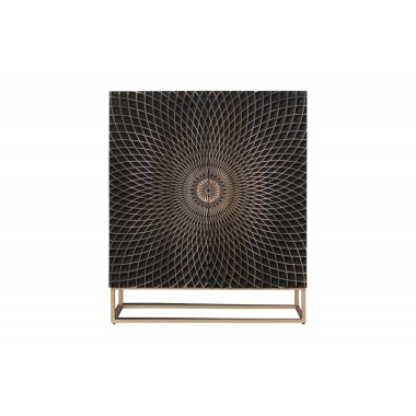 Invicta Komoda wysoka ILLUSION 3D czarno złote mango 100cm / 44321