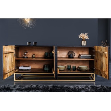 Invicta Komoda ILLUSION 3D czarno złote mango 177cm / 44320