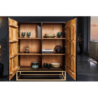 Invicta Komoda wysoka ILLUSION 3D czarno złote mango 100cm / 44321