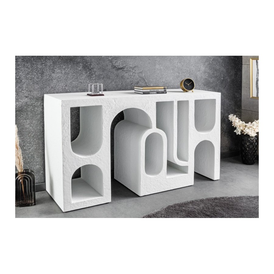 Invicta Konsola ART AMBIENTE biały beton 120 x 76 x 38cm / 44308