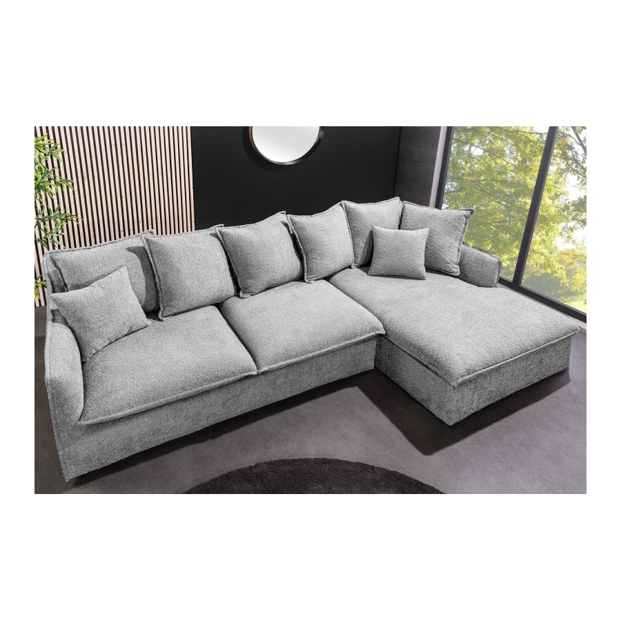 Invicta HEAVEN Sofa narożna szare Bouclé 255cm / 44192