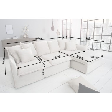 Invicta HEAVEN Sofa narożna szampańskie Bouclé 255cm / 44187