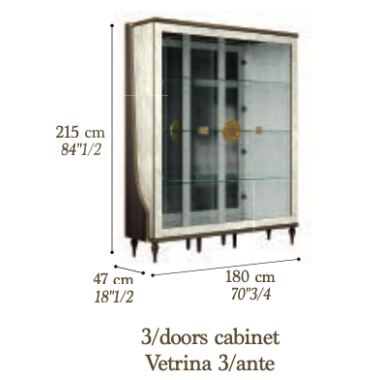 ROMANTICA Włoska Witryna 3 drzwiowa 178cm / Adora