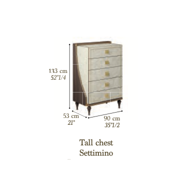 ROMANTICA Włoska Komoda 5 szuflad 133cm / Adora