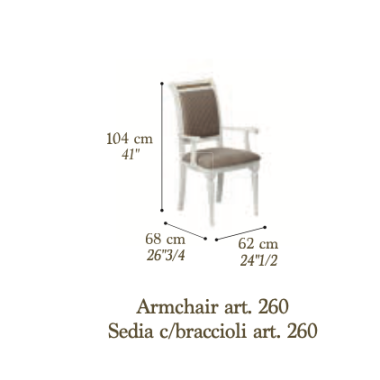 ROMANTICA Włoskie krzesło z podłokietnikiem 62cm / Adora