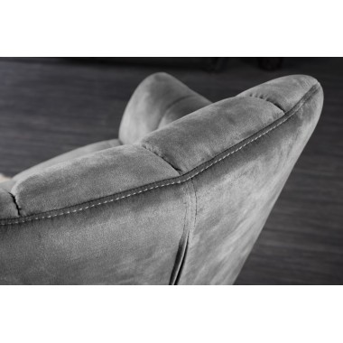 Invicta Fotel obrotowy PAPILLON obrotowy 360°szary aksamit 83 - 90cm / 44227