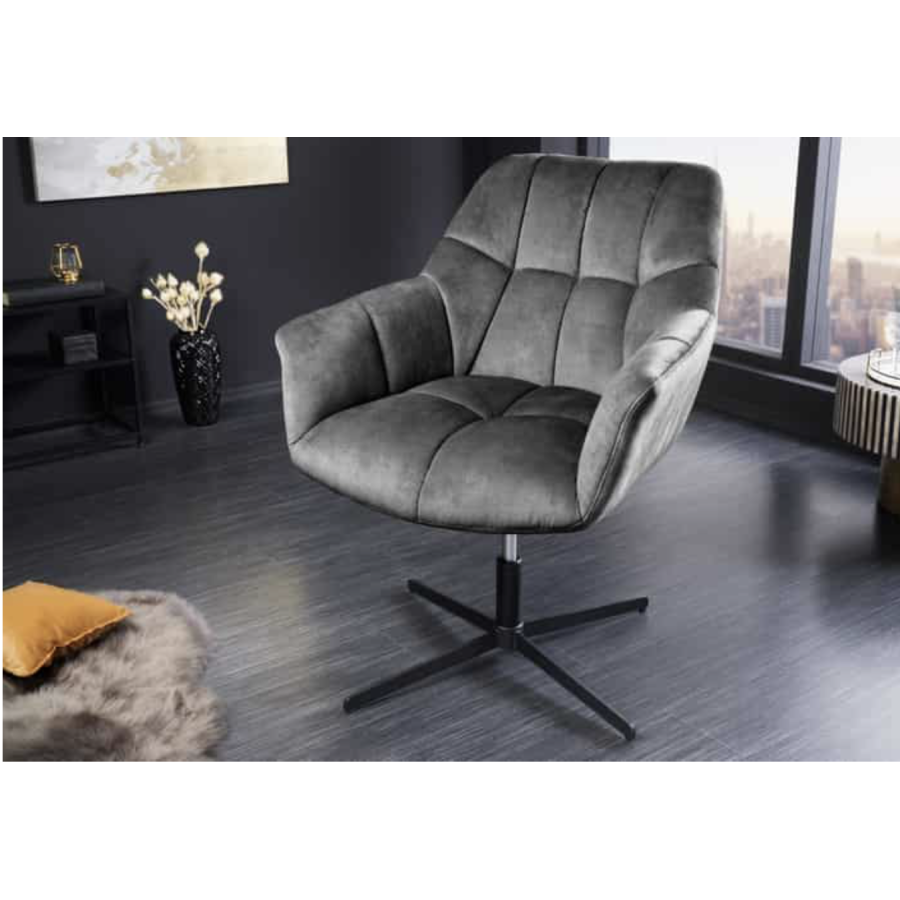 Invicta Fotel obrotowy PAPILLON 360°szary aksamit 83 - 90cm / 44227