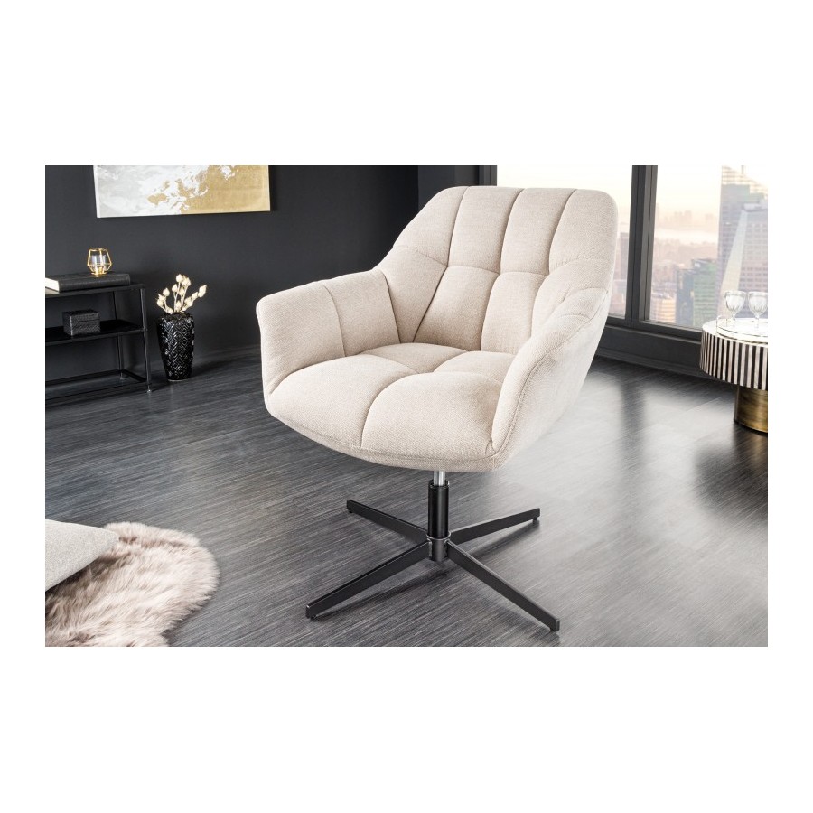 Invicta Fotel obrotowy PAPILLON obrotowy 360° szampański aksamit 83 - 90cm / 44226