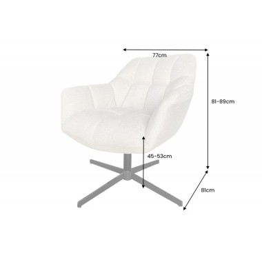 Invicta Fotel obrotowy PAPILLON obrotowy 360° szampański aksamit 83 - 90cm / 44226