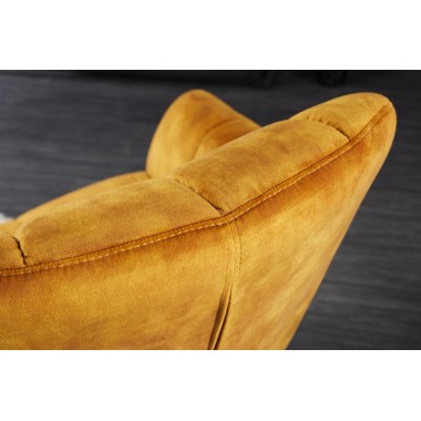Invicta Fotel obrotowy PAPILLON 360°musztardowo żółty aksamit 83 - 90cm / 44228