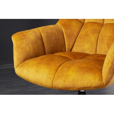 Invicta Fotel obrotowy PAPILLON obrotowy 360°musztardowo żółty aksamit 83 - 90cm / 44228