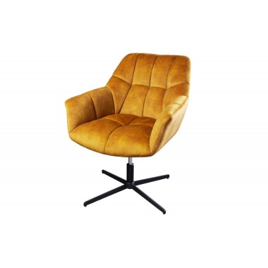 Invicta Fotel obrotowy PAPILLON obrotowy 360°musztardowo żółty aksamit 83 - 90cm / 44228