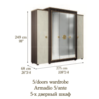 ROMANTICA Włoska Szafa 5 drzwiowa 275 x 248 x 68cm / Adora