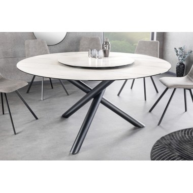 Invicta Stół do jadalni SPIN ceramiczny z białego marmuru Ø 150 x 76 cm / 44225