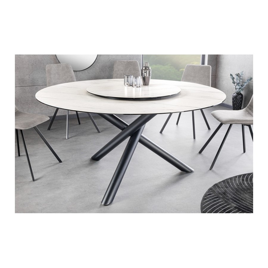 Invicta Stół do jadalni SPIN ceramiczny z białego marmuru Ø 150 x 76 cm / 44225